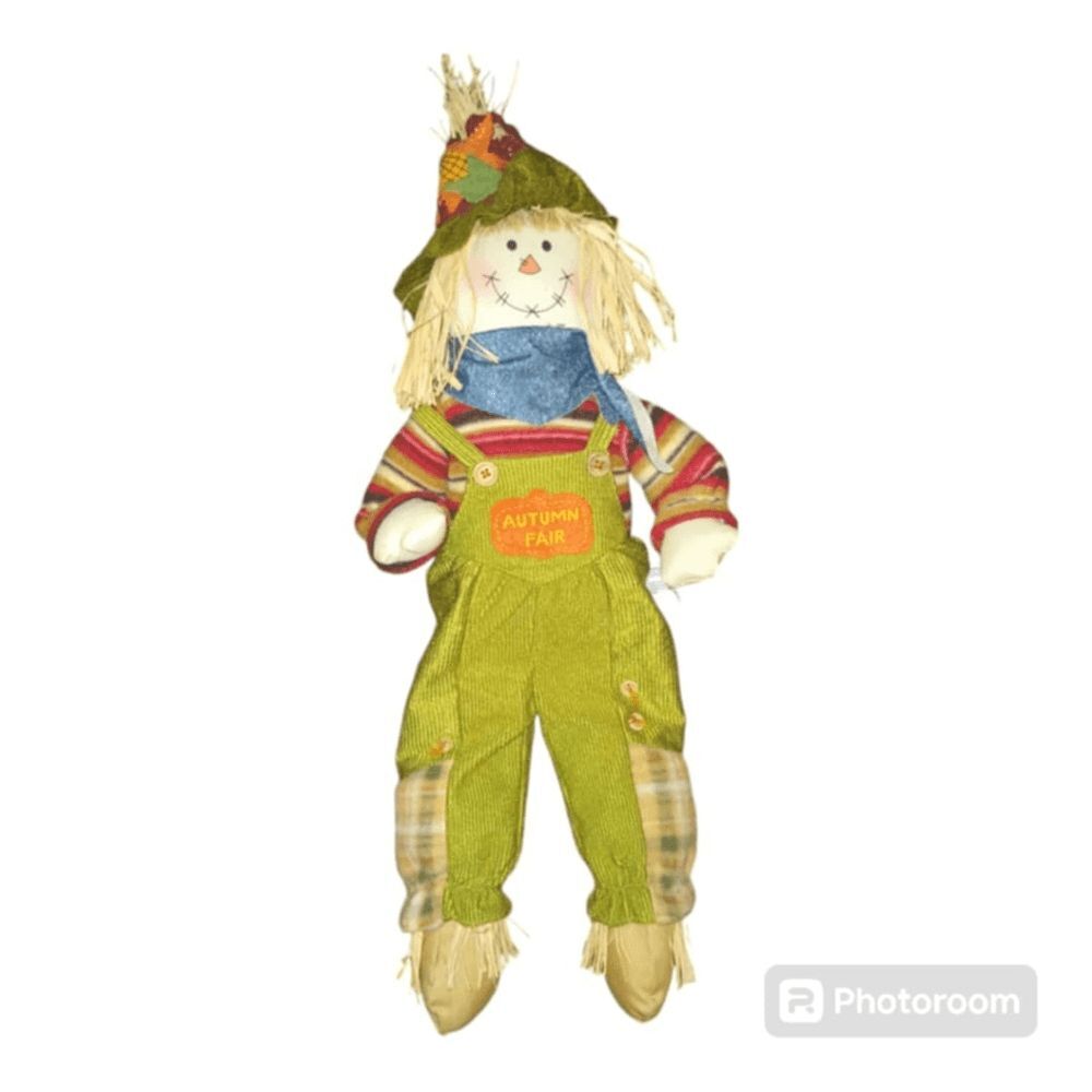 Harvest Time Scarecrow Shelf Sitter Plush Doll Thanksgiving Autumn Country Decor